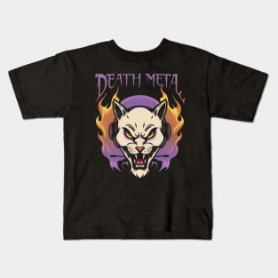 Death Metal Satanic Baphomet Cat Kids T-Shirt